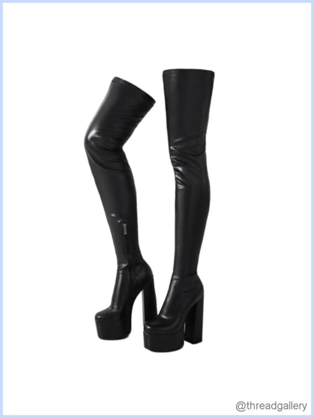 Women's Over-the-Knee Boots Thigh High Heels Faux Leather Platform Block Heel